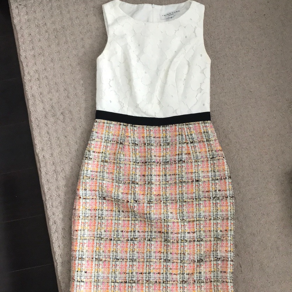 Trina Turk white lace top dress